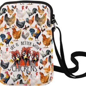Chicken Crossbody Bag Canvas Farmer Gift Life Is Better With Chickens Unisex